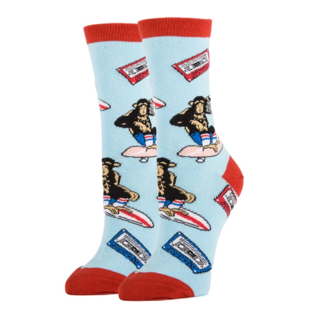 NWT "Funky Munky" Skateboarding Monkey & Cassette Tape Socks